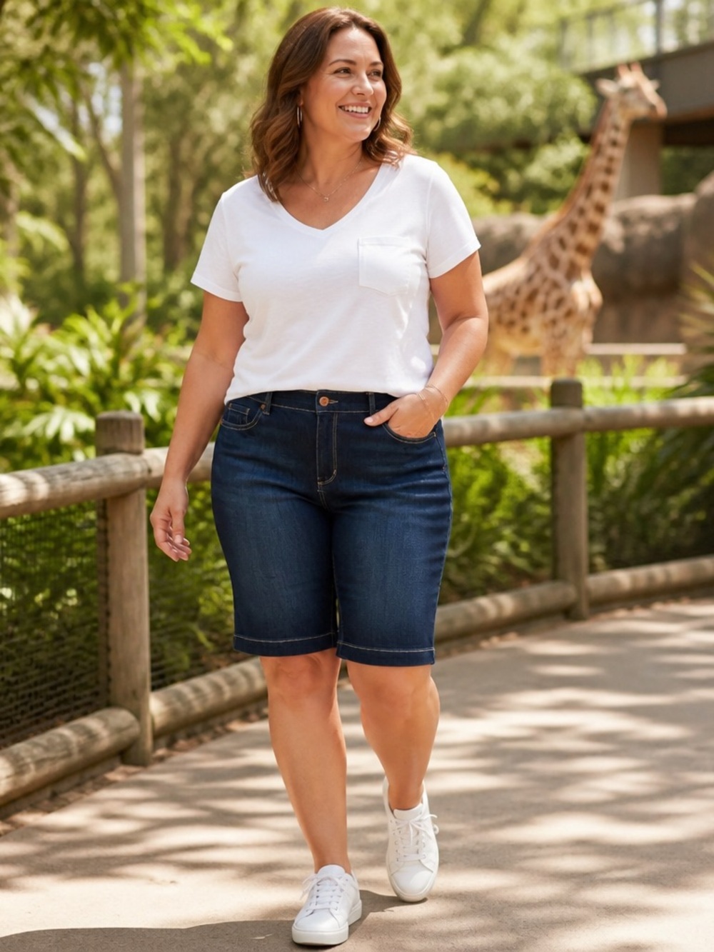 Gloria Vanderbilt Amanda Bermuda Slimming Denim Shorts Women's 14 (34” Waist)